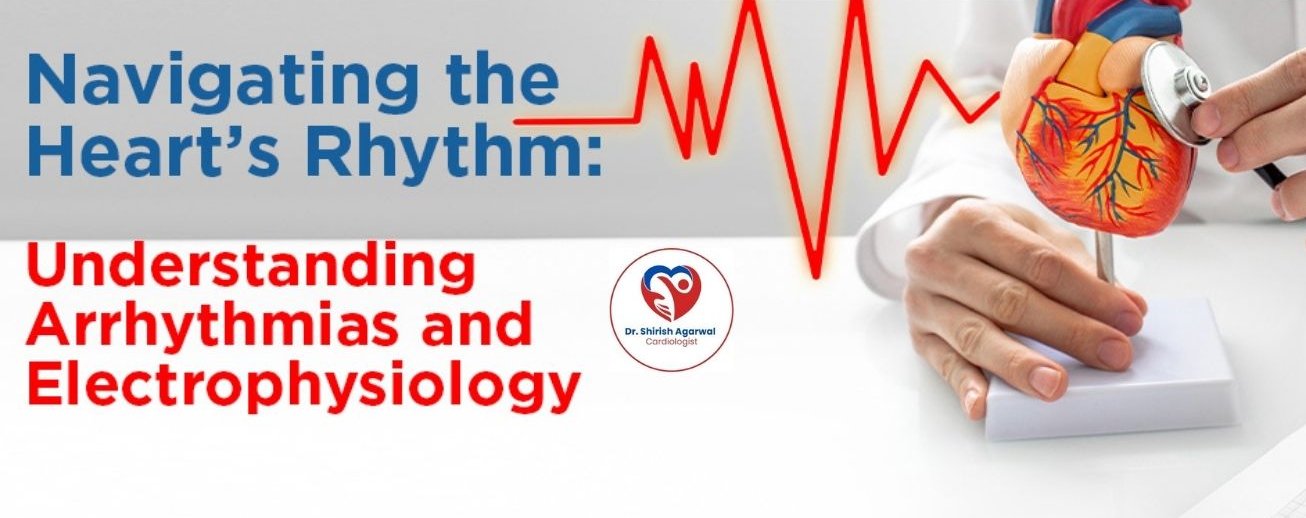 Arrhythmias and electrophysiology with a model heart and stethoscope.