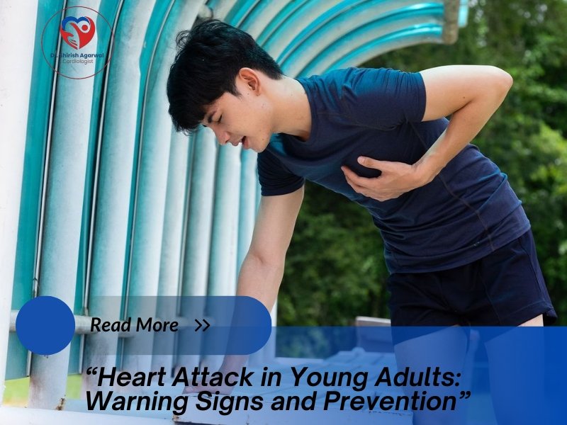 A young man wearing a navy blue t-shirt and shorts is holding his chest and bending over outdoors, indicating chest pain or discomfort.