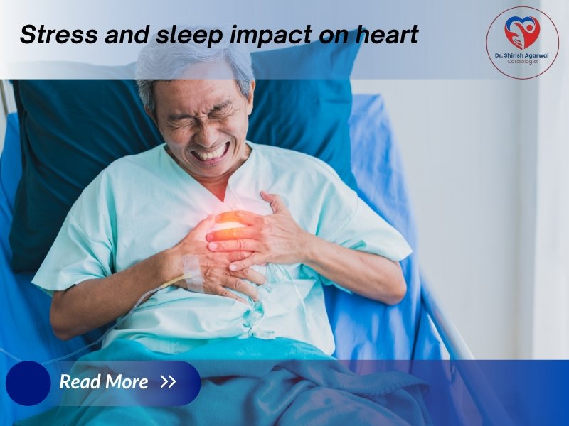 Man experiencing chest pain due to stress and sleep problems affecting heart health