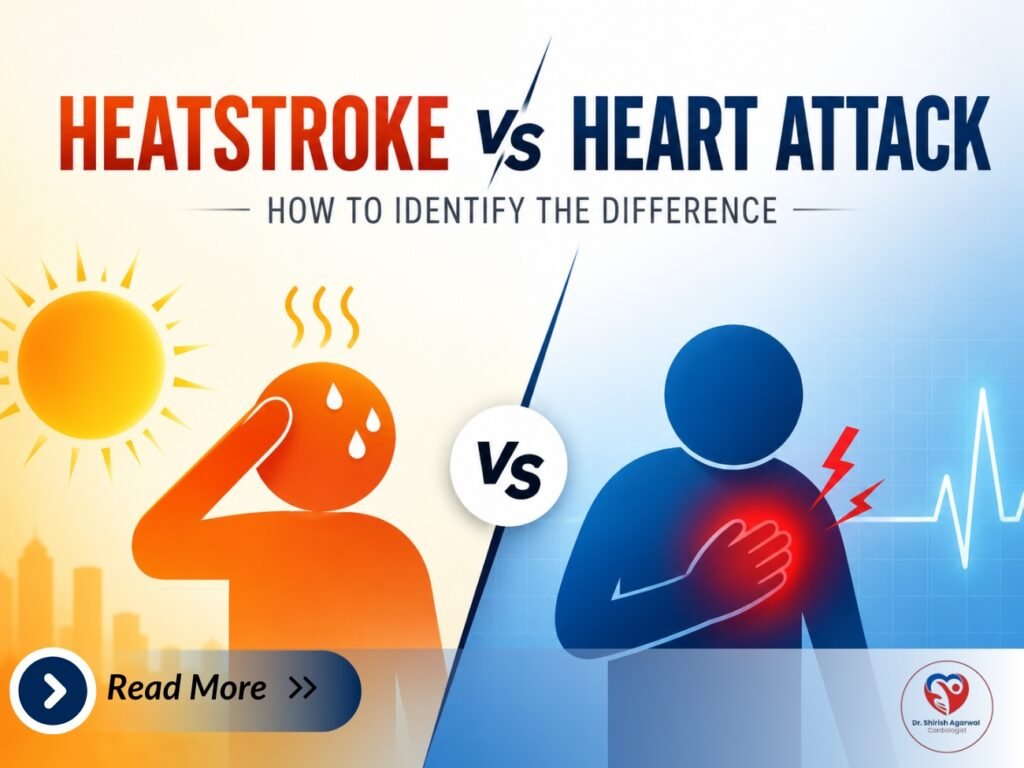 Heatstroke vs heart attack symptoms comparison explained by the Best Cardiologist in Indore